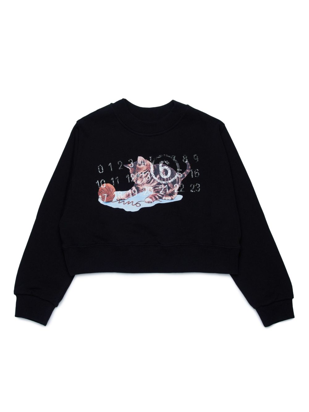 MM6 Maison Margiela Kids 小猫印花棉卫衣 - 黑色