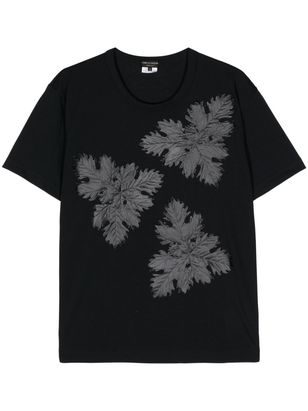 Comme des Garçons Homme Plus 叶形贴花圆领T恤 - 黑色