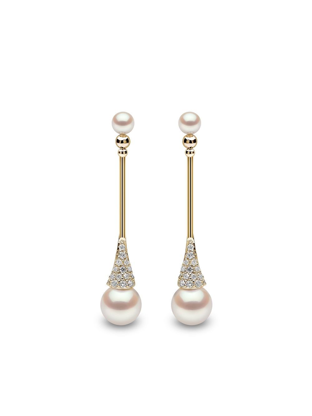 Yoko London Sleek 18K黄金阿古屋珍珠钻石耳环 - 金色