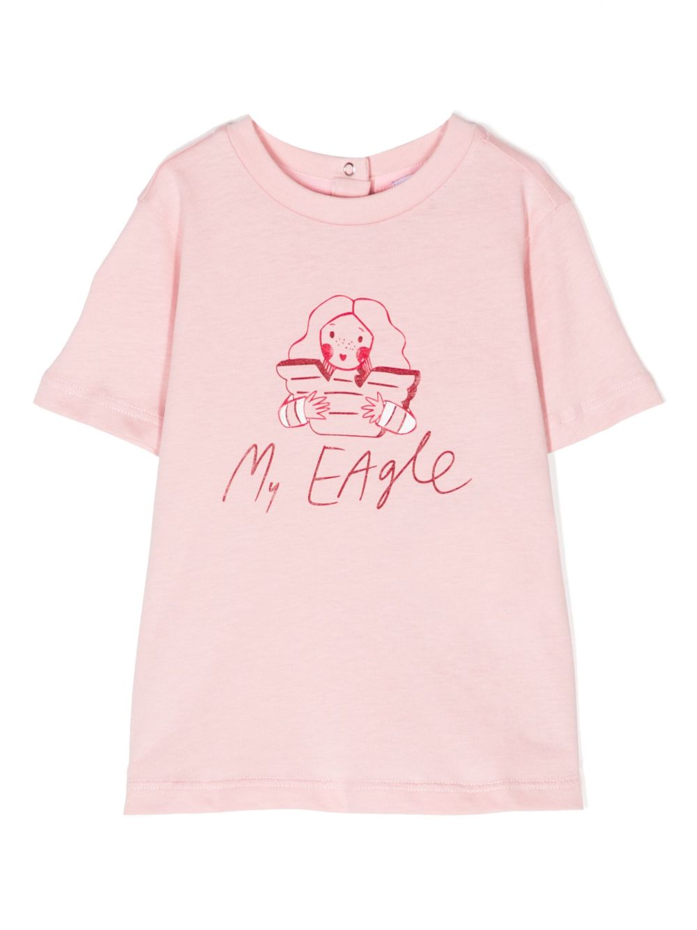 Emporio Armani Kids 图案印花棉T恤 - 粉色