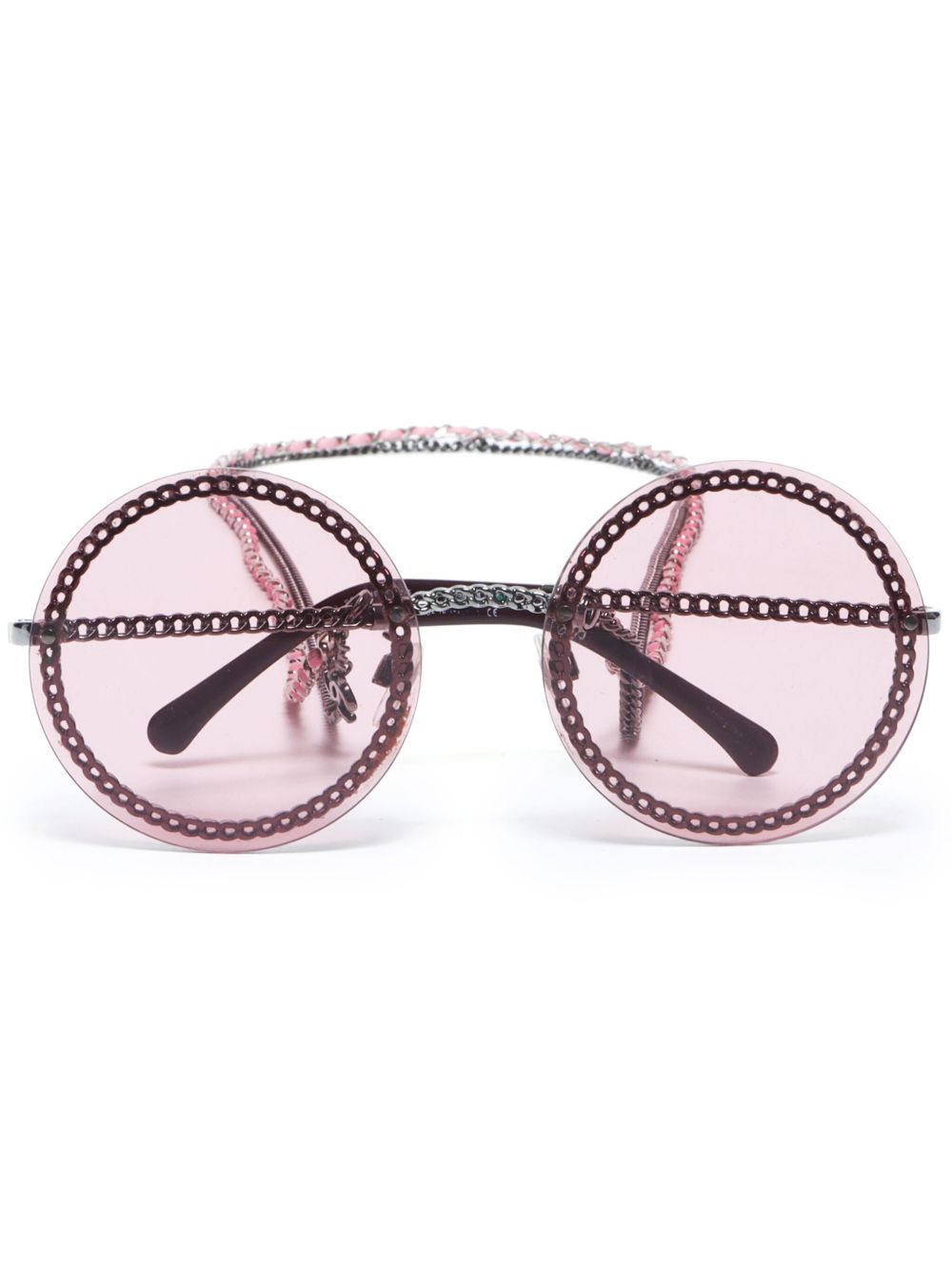 CHANEL Pre-Owned 搭链太阳眼镜（2000年代典藏款） - 银色