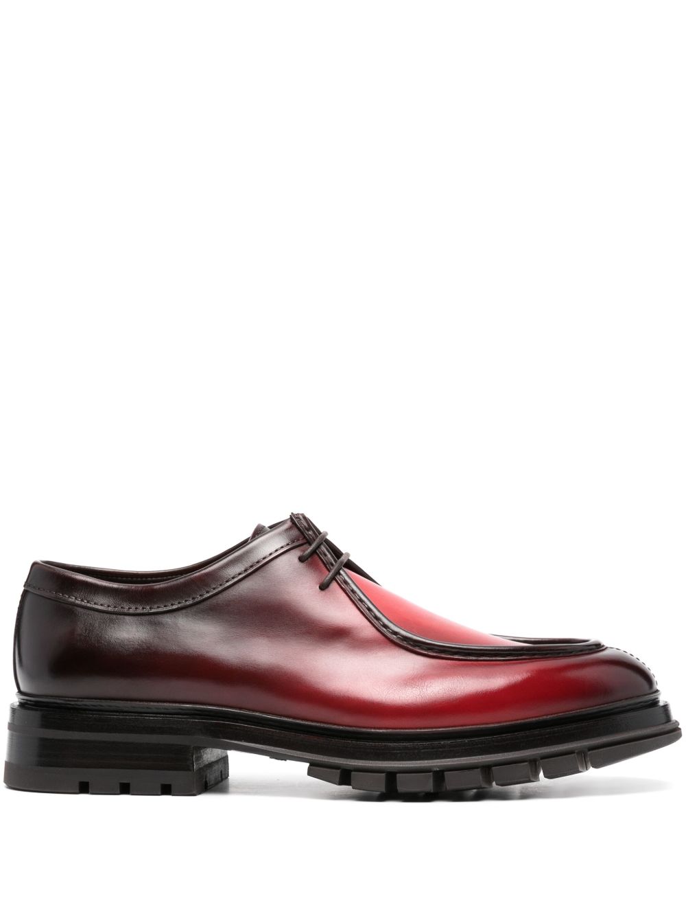 Santoni 系带皮质帆船鞋 - 红色