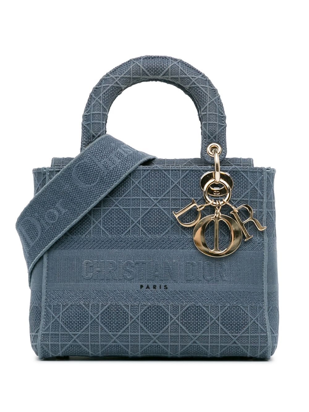 Christian Dior Pre-Owned Medium Cannage Lady D-Lite 斜挎包（2020年典藏款） - 蓝色