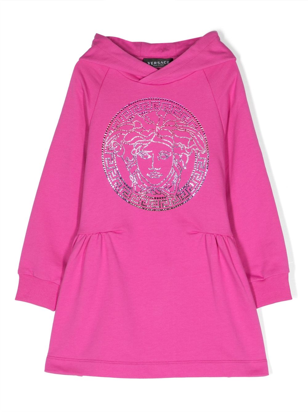 Versace Kids 水钻连帽连衣裙 - 粉色