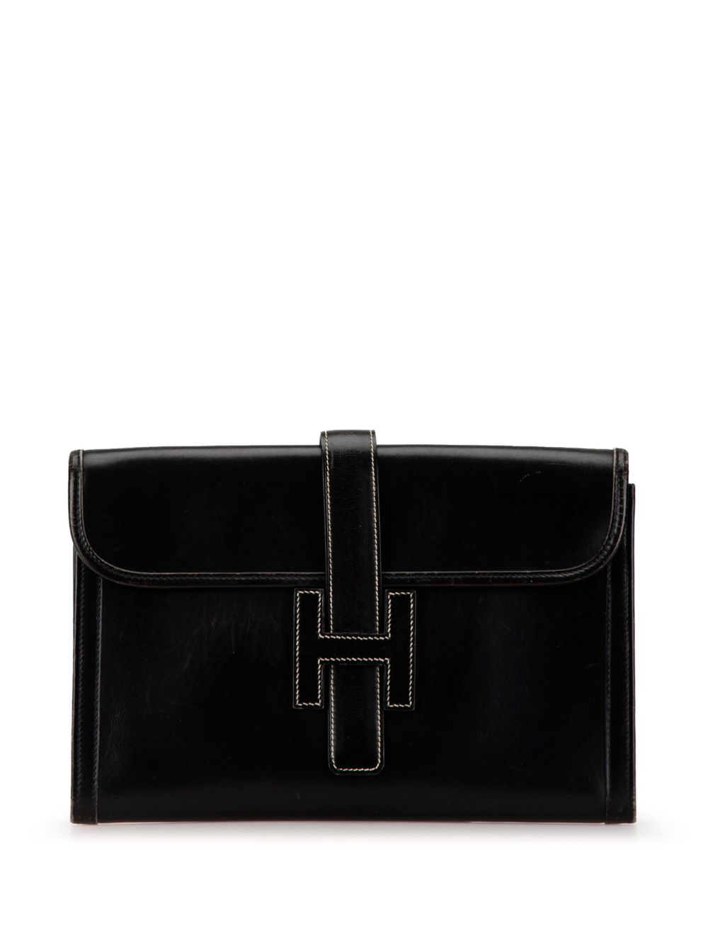 Hermès Pre-Owned Jige 29 牛犊纹皮手拿包（1992年典藏款） - 黑色