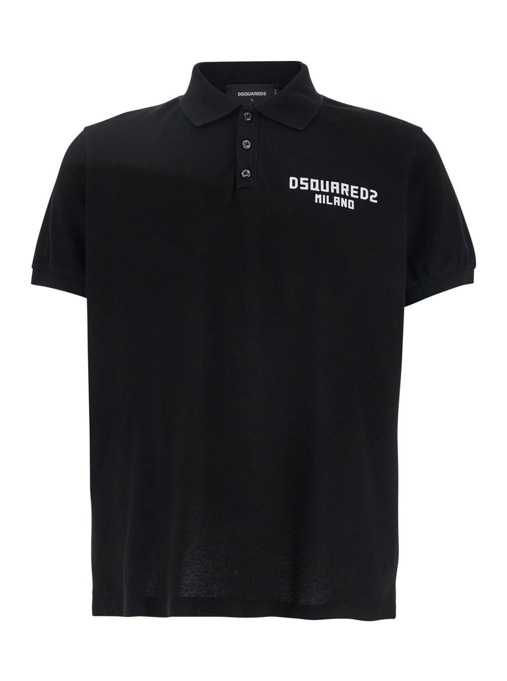 Dsquared2 Black Polo Shirt With Embroidered Logo On The Front In Cotton Man
