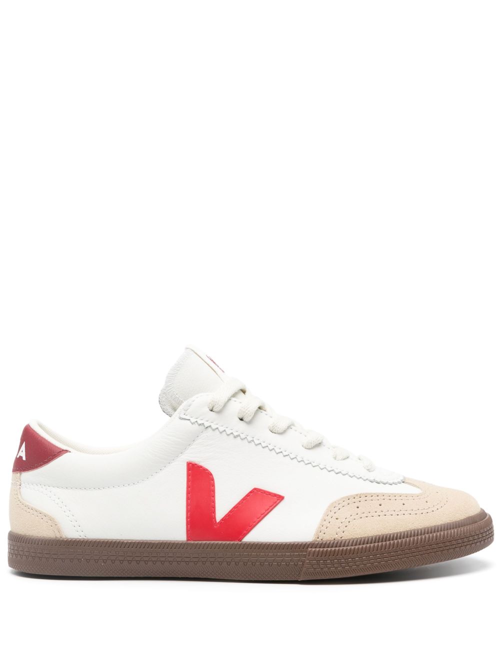 VEJA Volley 拼接皮质运动鞋 - 白色