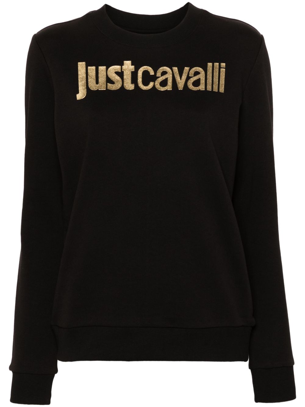 Just Cavalli logo印花棉卫衣 - 黑色