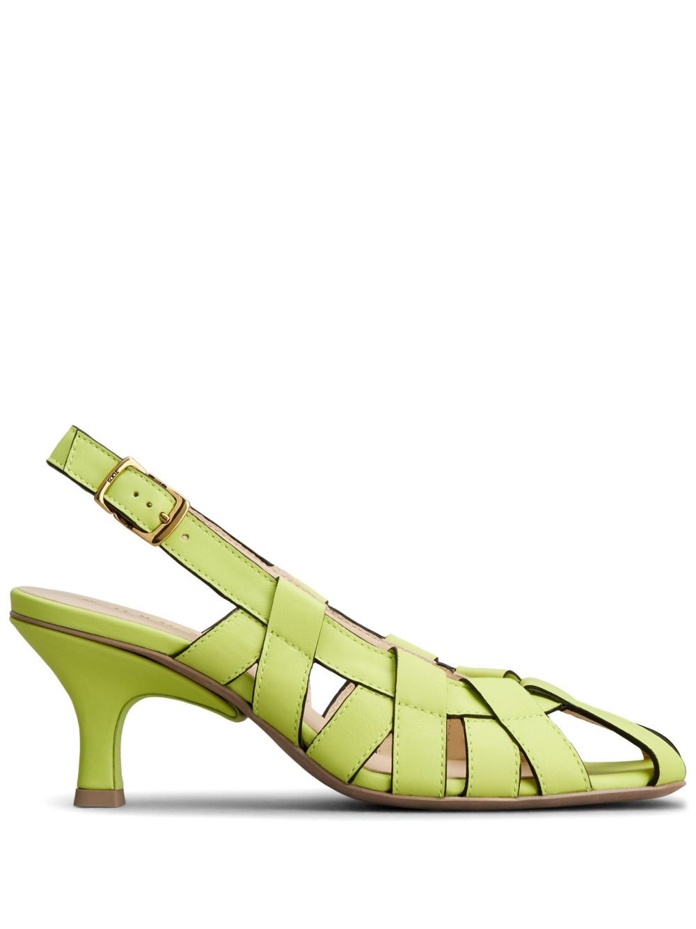 Tod's 镂空裹踝皮质中跟鞋 - 绿色