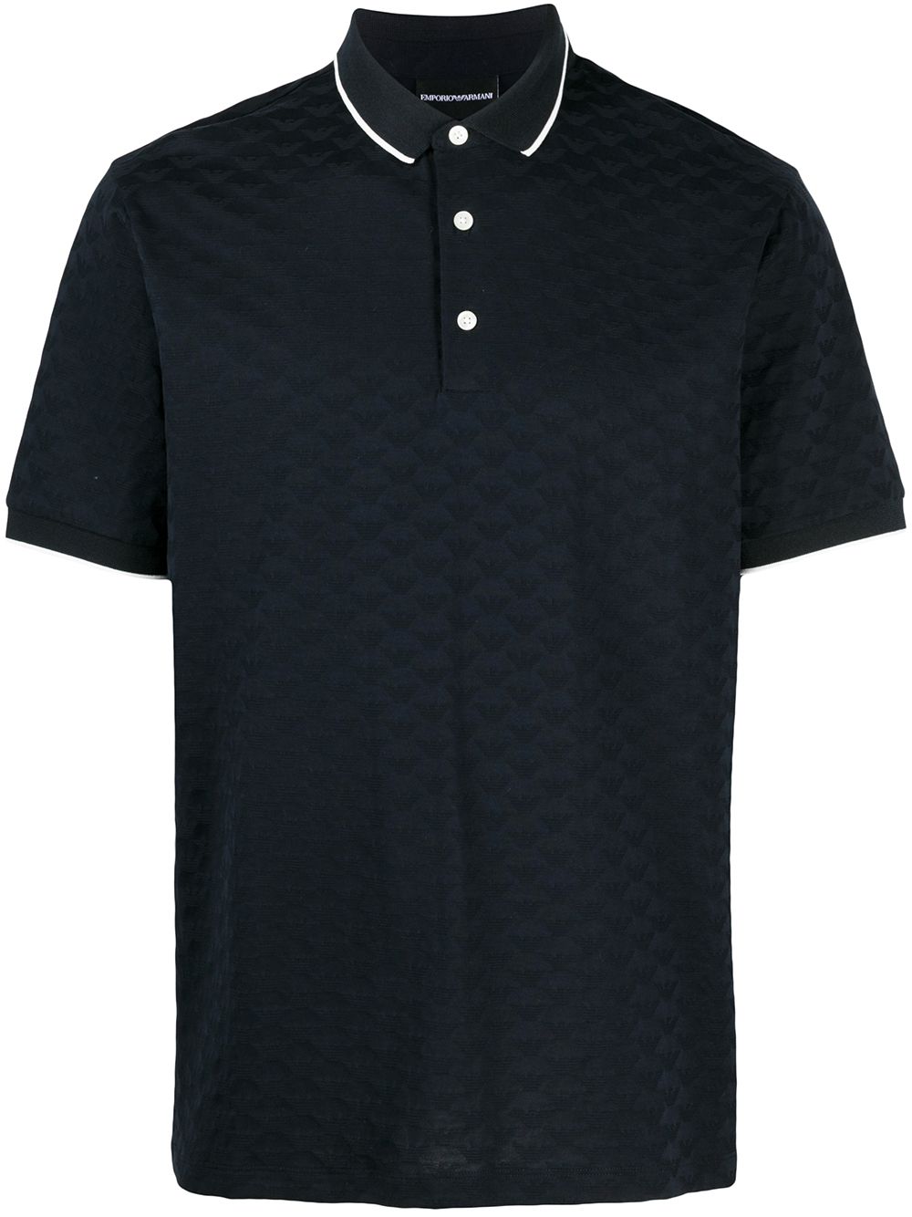 Emporio Armani 纹理针织polo衫 - 蓝色