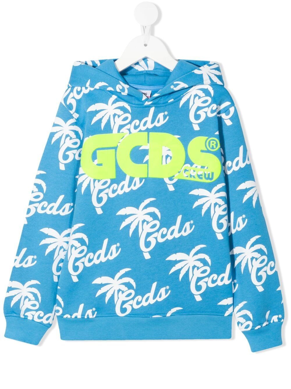 Gcds Kids logo印花连帽衫 - 蓝色