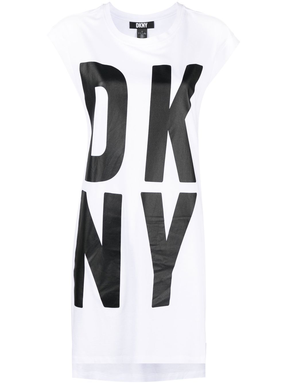 DKNY logo印花无袖长款上衣 - 白色