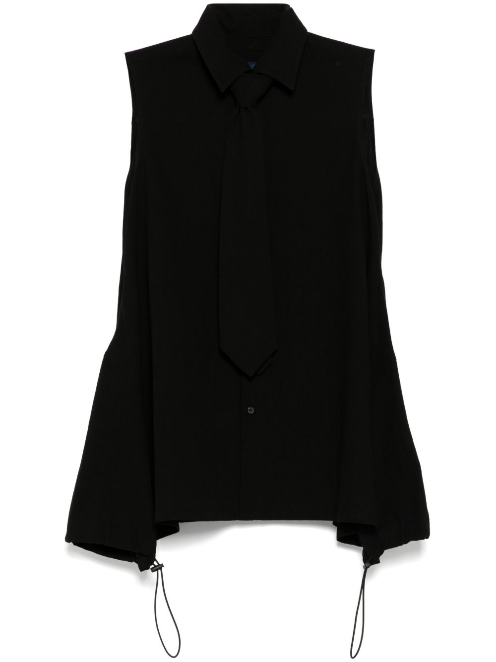 Yohji Yamamoto 不对称无袖衬衫 - 黑色