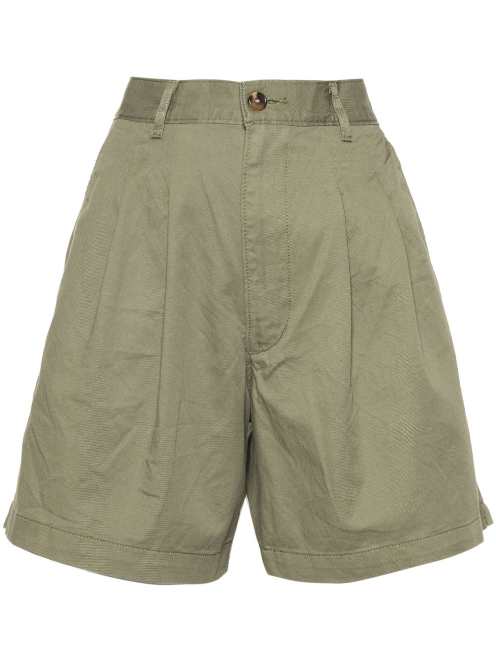 Levi's 褶饰细节斜纹布短裤 - 绿色