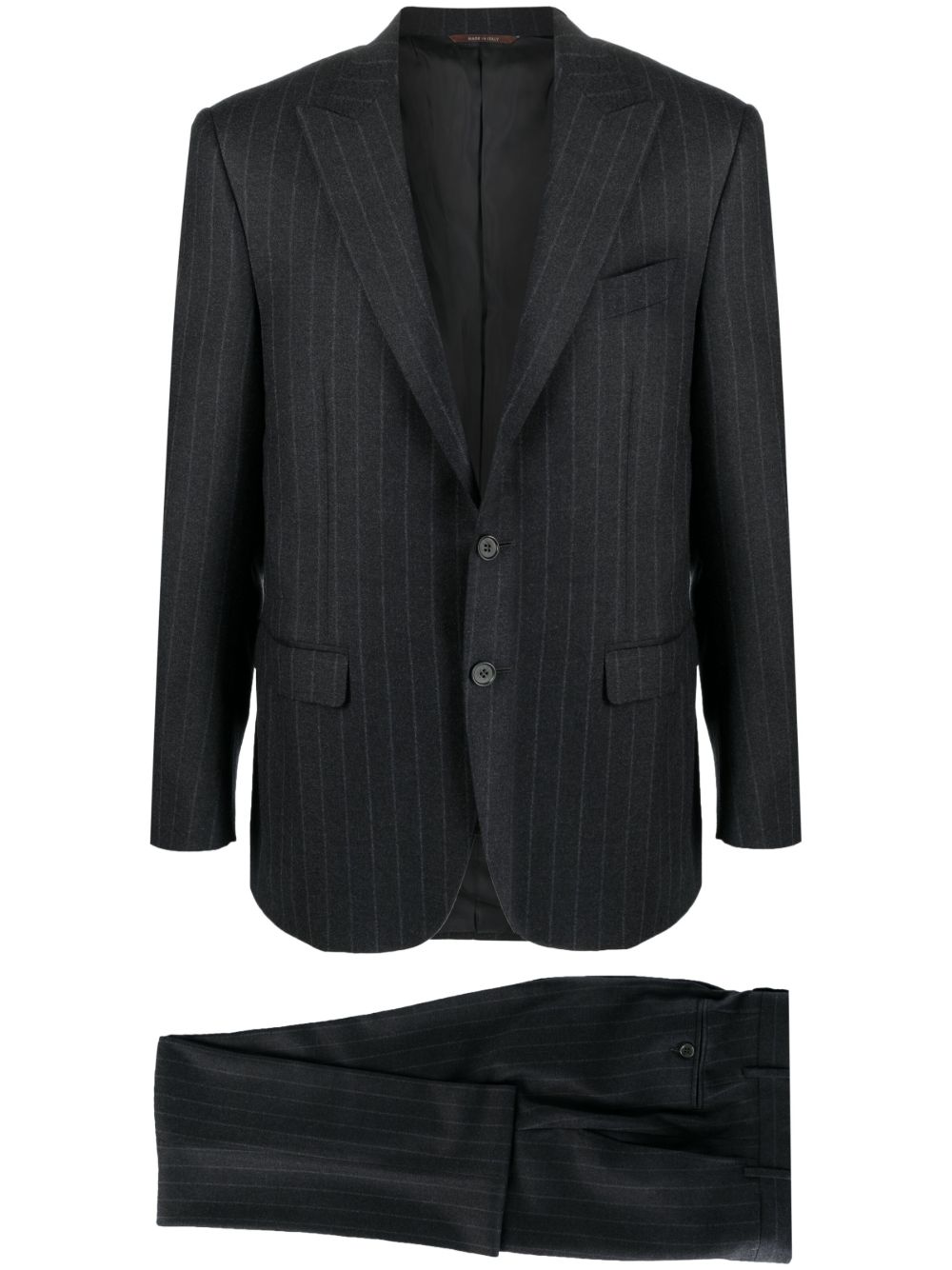 Canali 细条纹单排扣西装套装 - 灰色