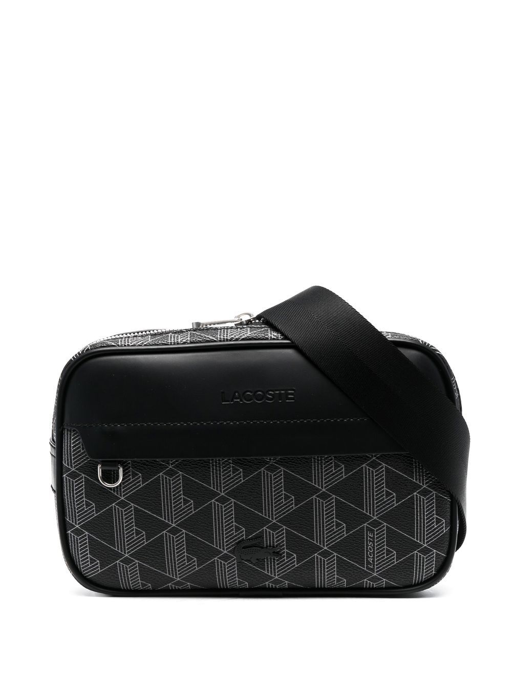 Lacoste logo凹面压花腰包 - 黑色
