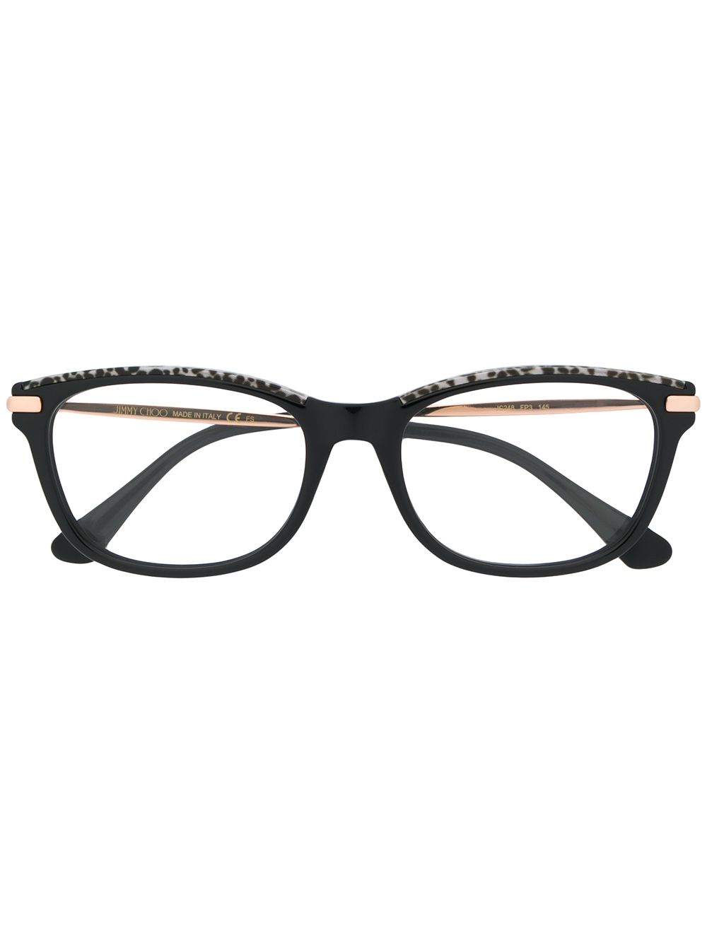Jimmy Choo Eyewear 豹纹滚边眼镜 - 黑色