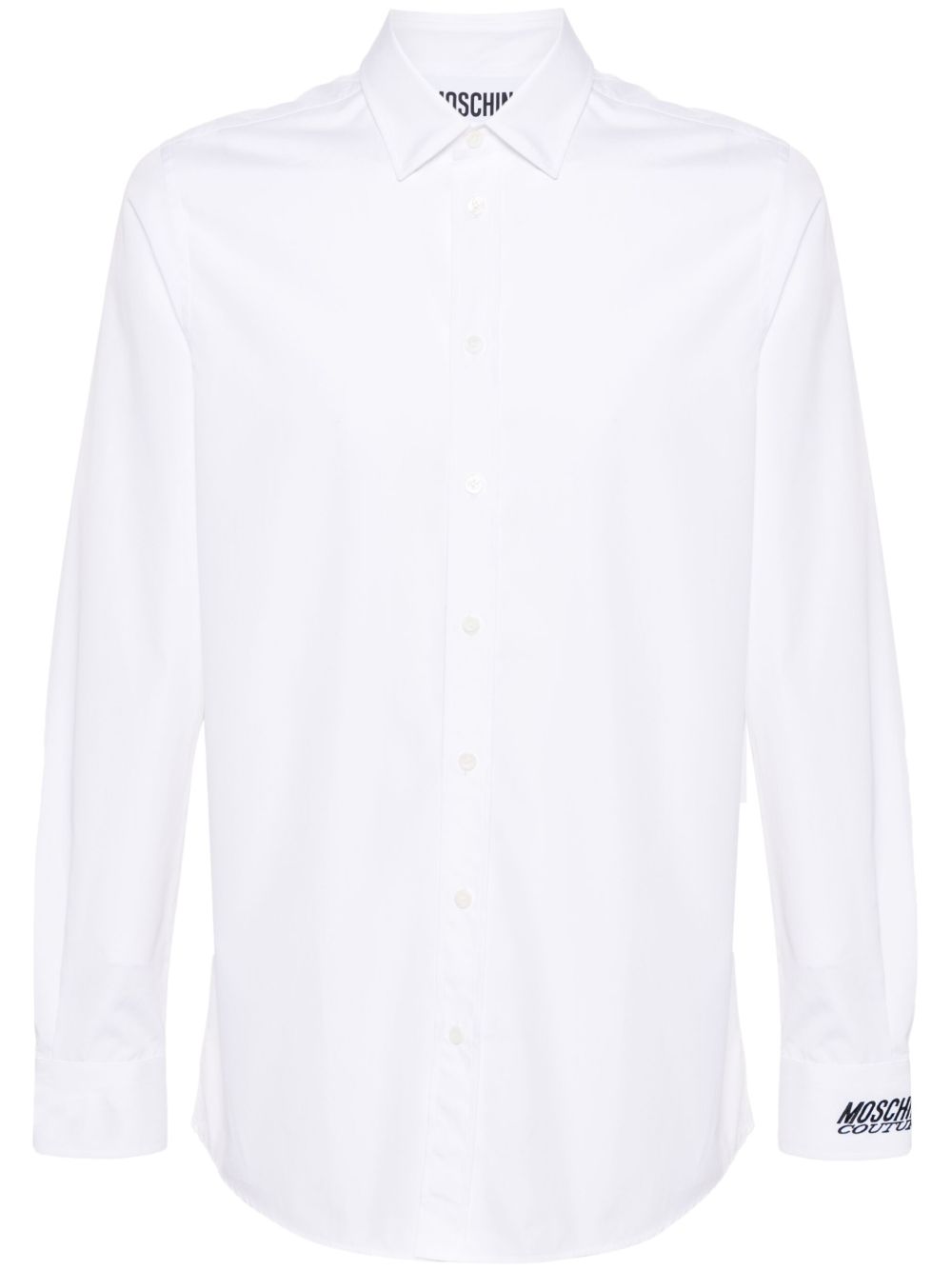 Moschino logo刺绣棉衬衫 - 白色