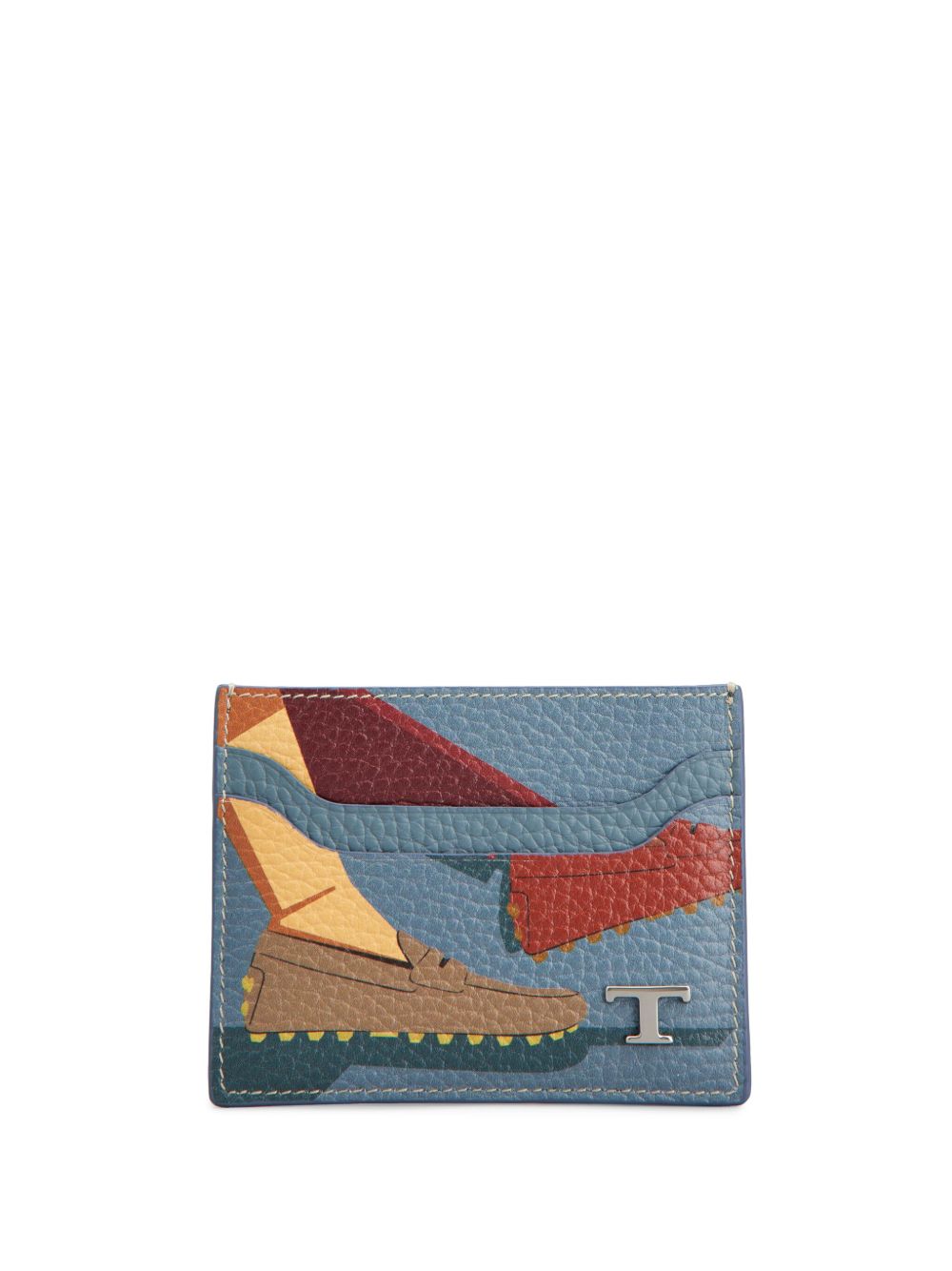 Tod's logo标牌图案印花皮质卡夹 - 蓝色