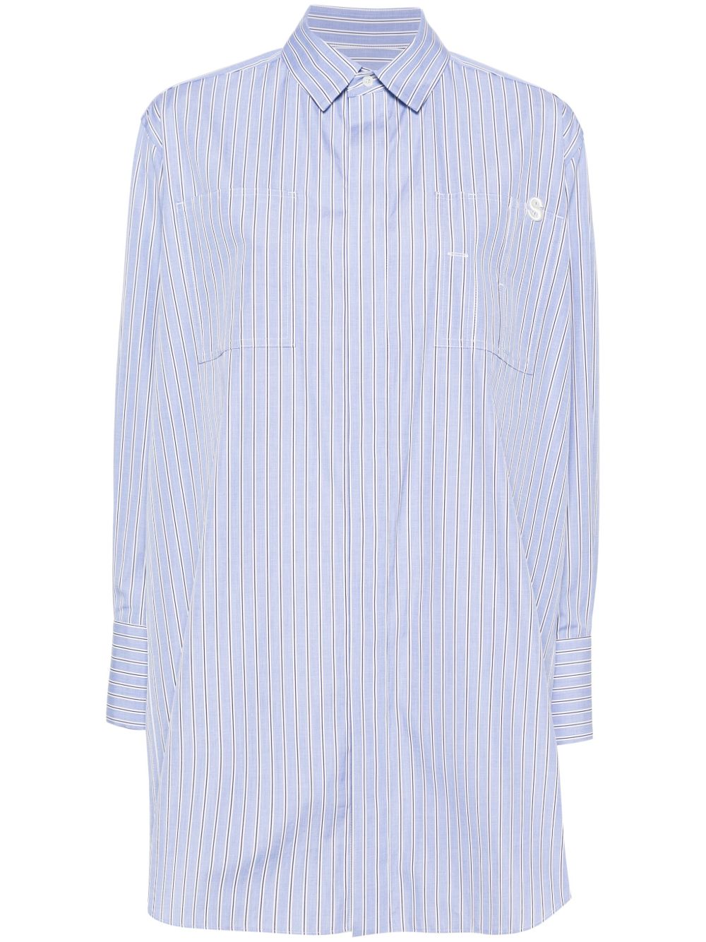 sacai x Thomas Mason 条纹棉衬衫 - 蓝色