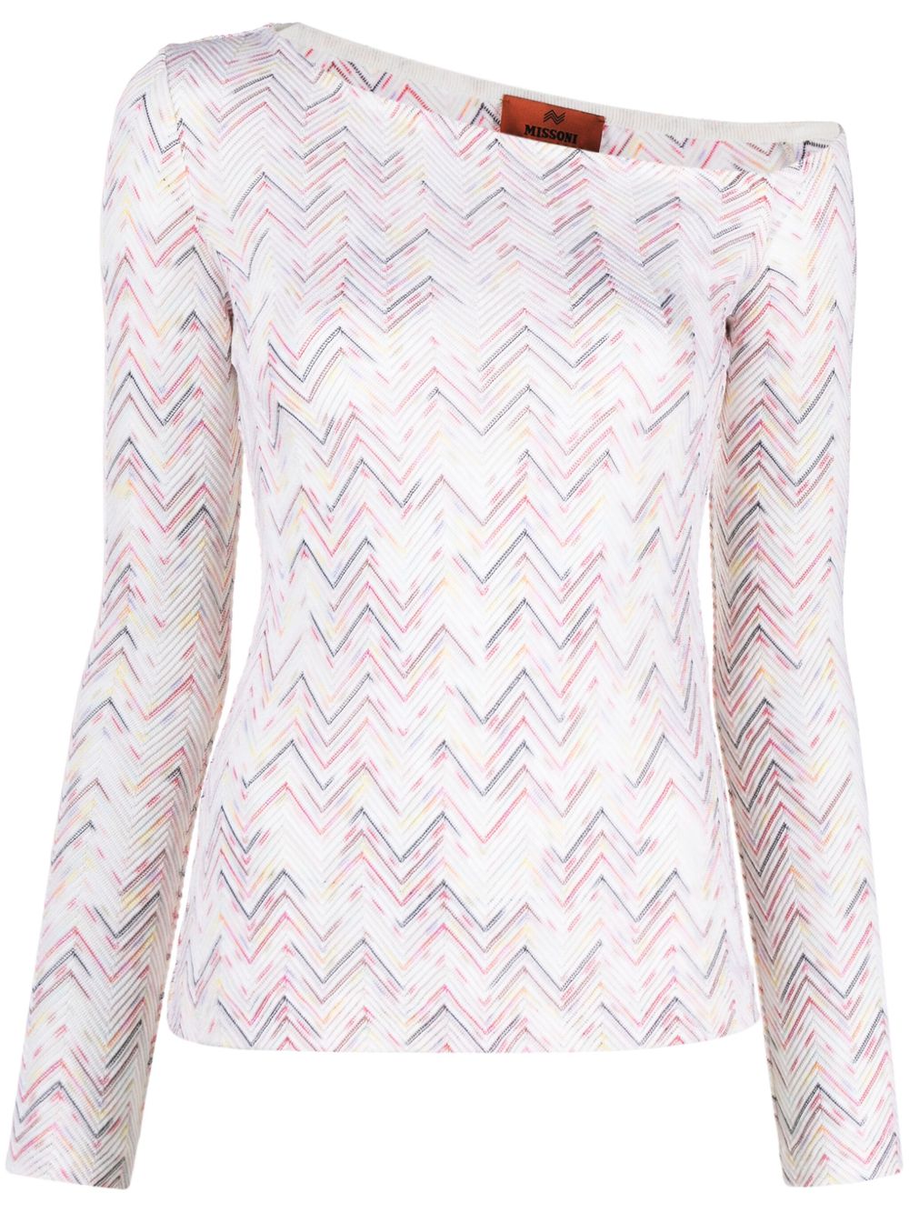 Missoni 人字纹编织垂坠领毛衣 - 白色