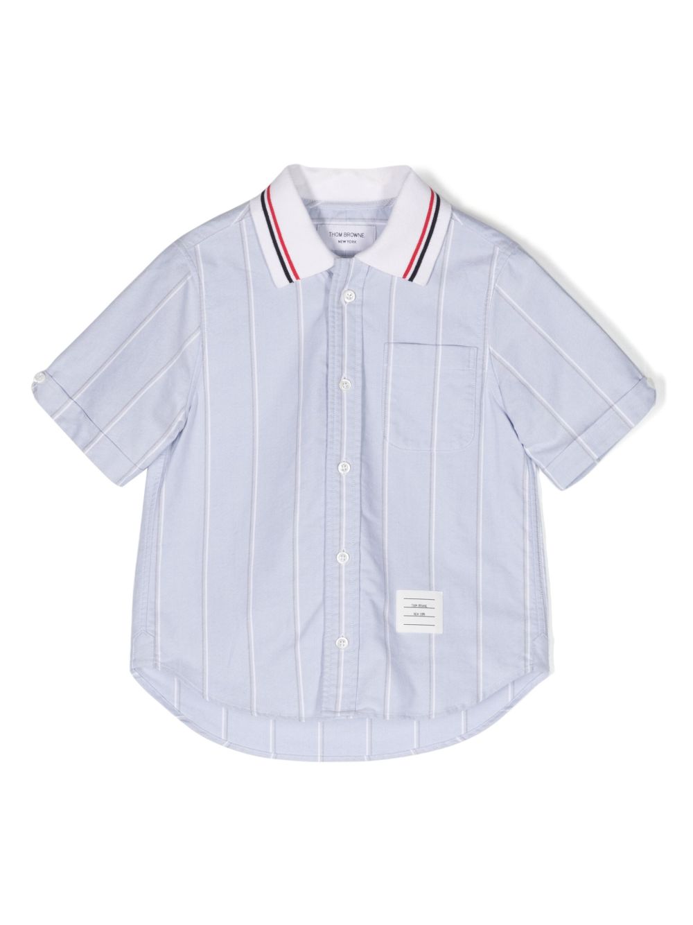 Thom Browne Kids 条纹棉衬衫 - 蓝色