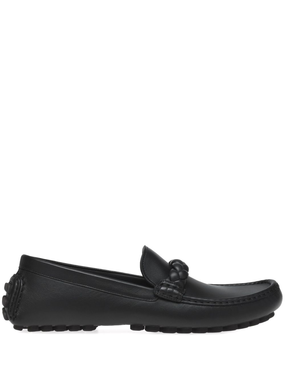 Gianvito Rossi 麻辫缀饰皮质乐福鞋 - 黑色