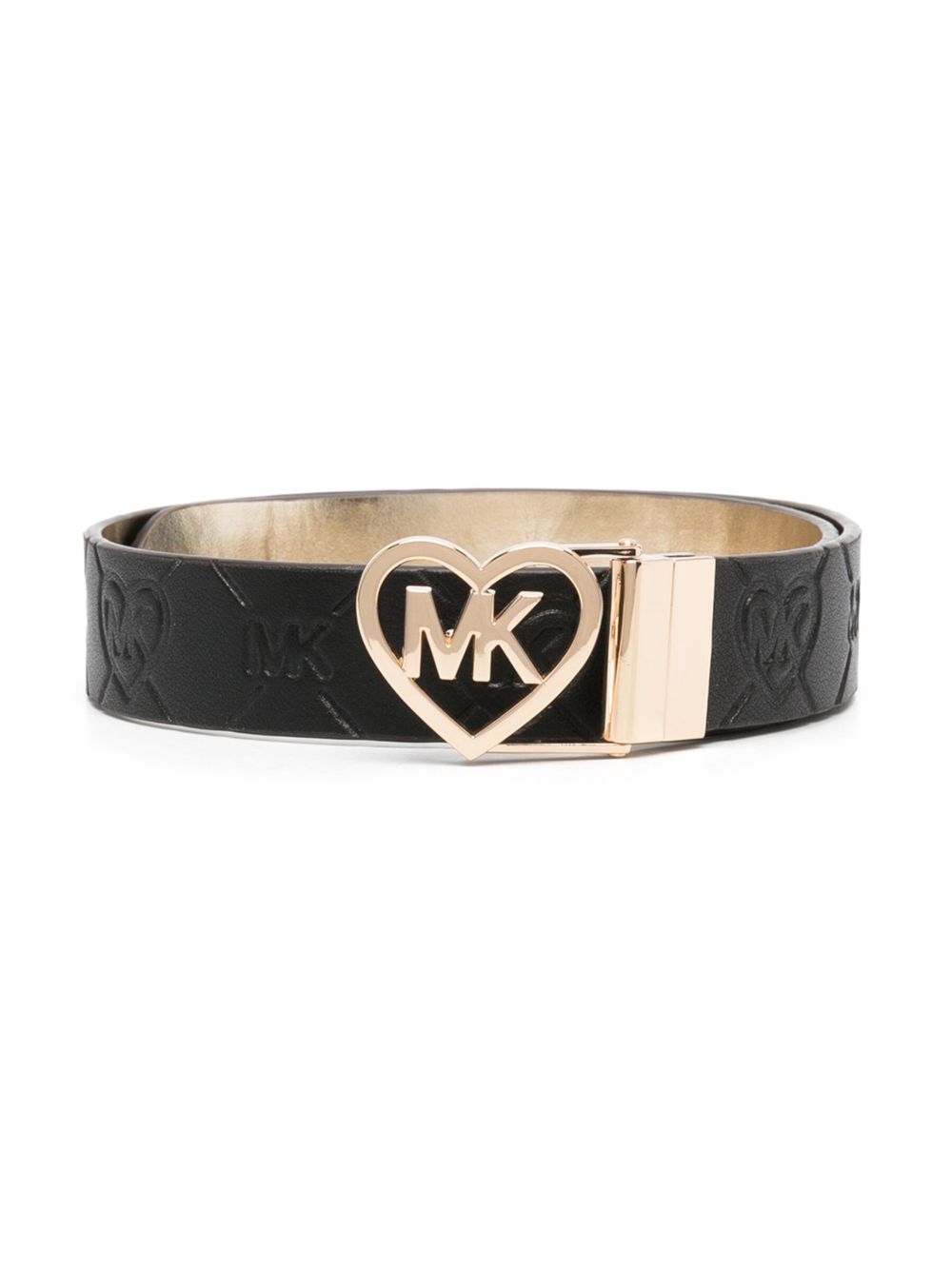Michael Kors Kids logo扣环双面腰带 - 黑色