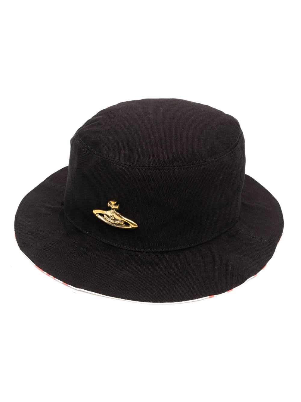 Vivienne Westwood logo印花双面渔夫帽 - 黑色