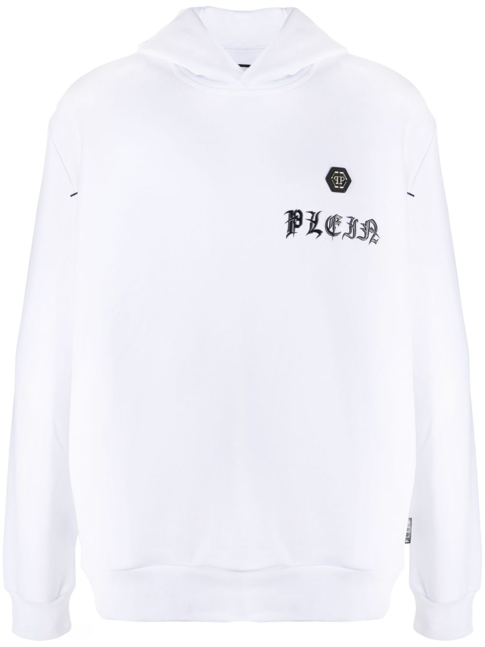 Philipp Plein logo印花棉连帽衫 - 白色