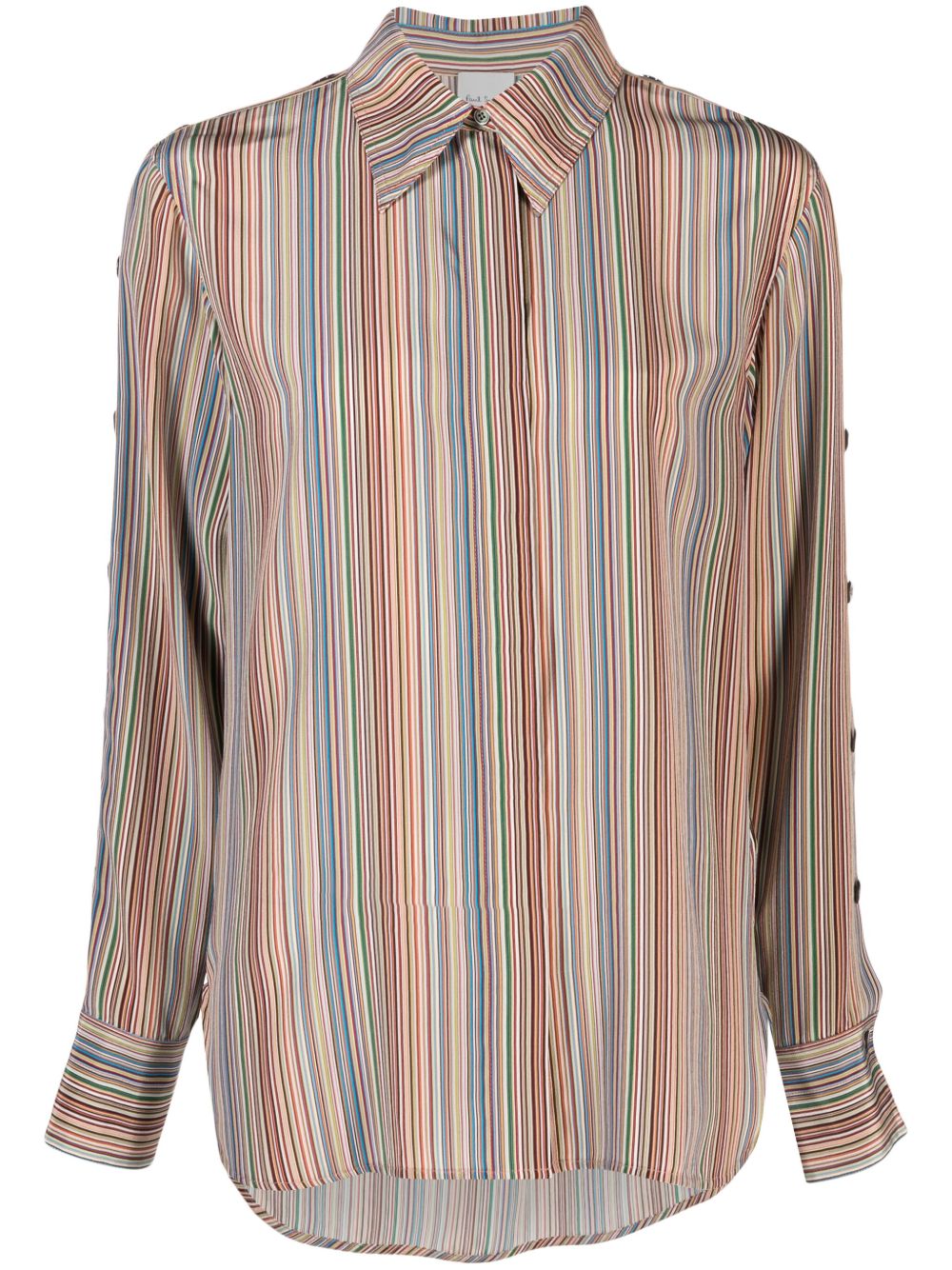 Paul Smith 细条纹真丝衬衫 - 红色