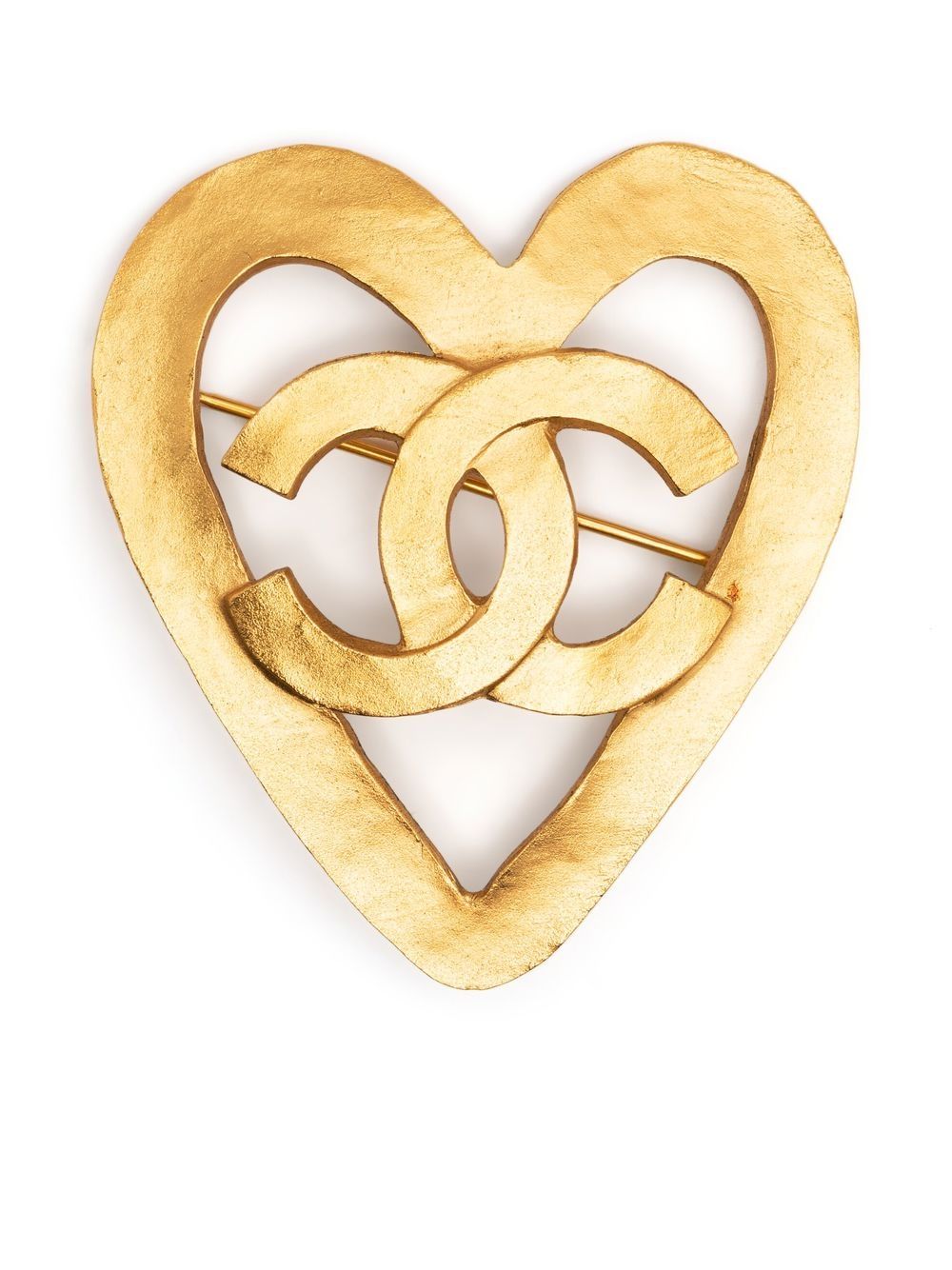 CHANEL Pre-Owned CC 心形胸针（1995年典藏款） - 金色