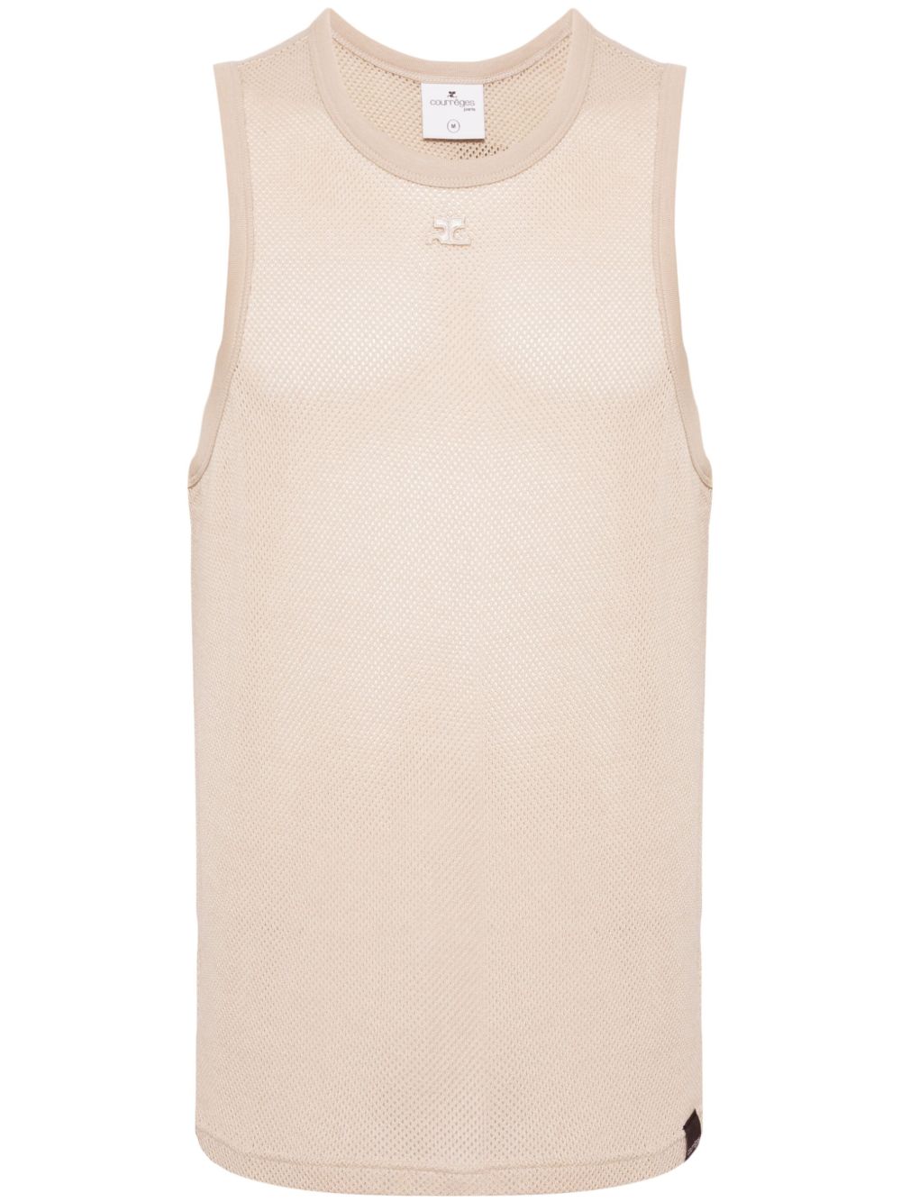 Courrèges logo刺绣网纱上衣 - 中性色
