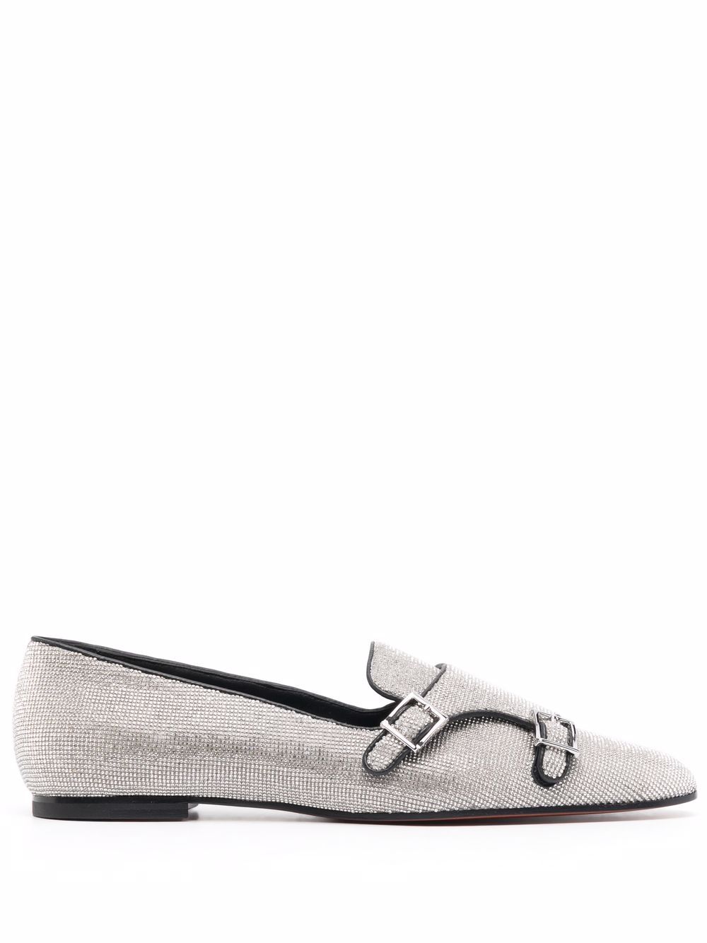 Santoni 亮片缀饰扣环细节乐福鞋 - 银色