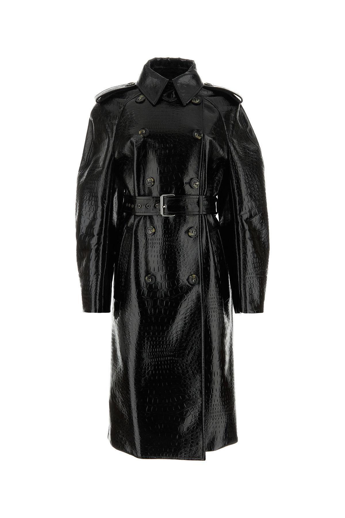 SportMax 黑色仿皮 Faggi 外套