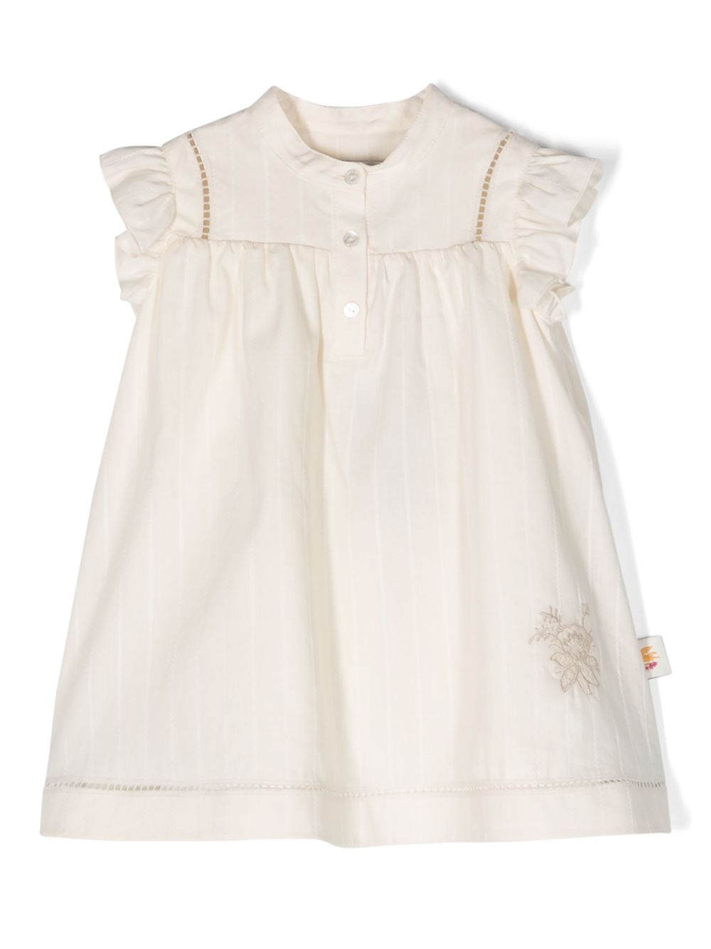 ETRO KIDS A字棉混纺连衣裙 - 中性色