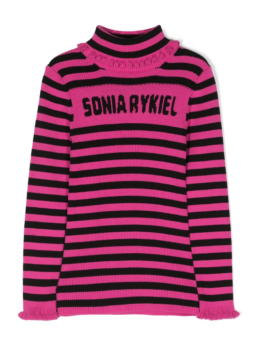 SONIA RYKIEL ENFANT logo嵌花条纹毛衣 - 粉色