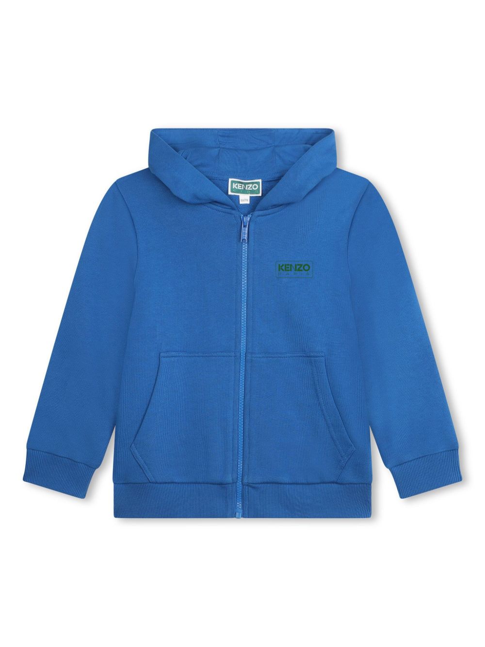 Kenzo Kids logo印花拉链连帽衫 - 蓝色