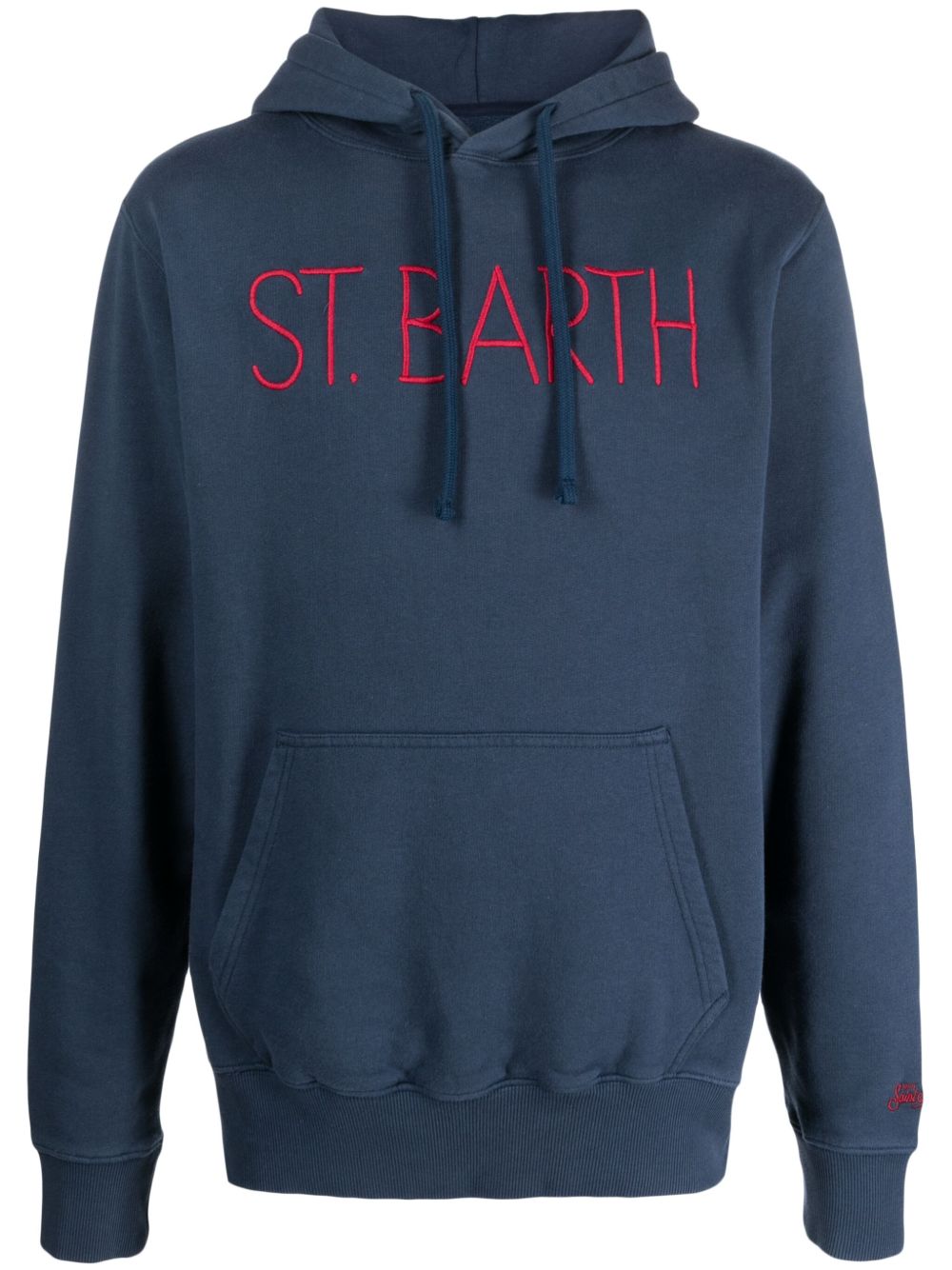 MC2 Saint Barth logo刺绣棉连帽衫 - 蓝色