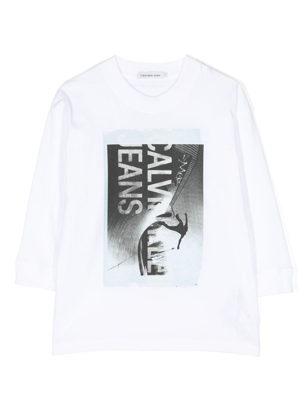 Calvin Klein Kids 照片印花棉T恤 - 白色