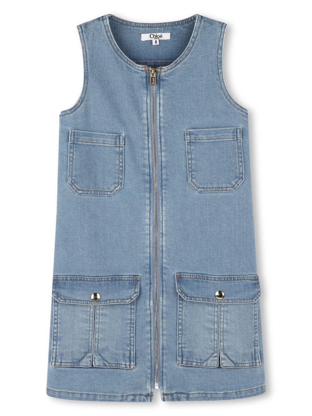 Chloé Kids 牛仔连衣裙 - 蓝色