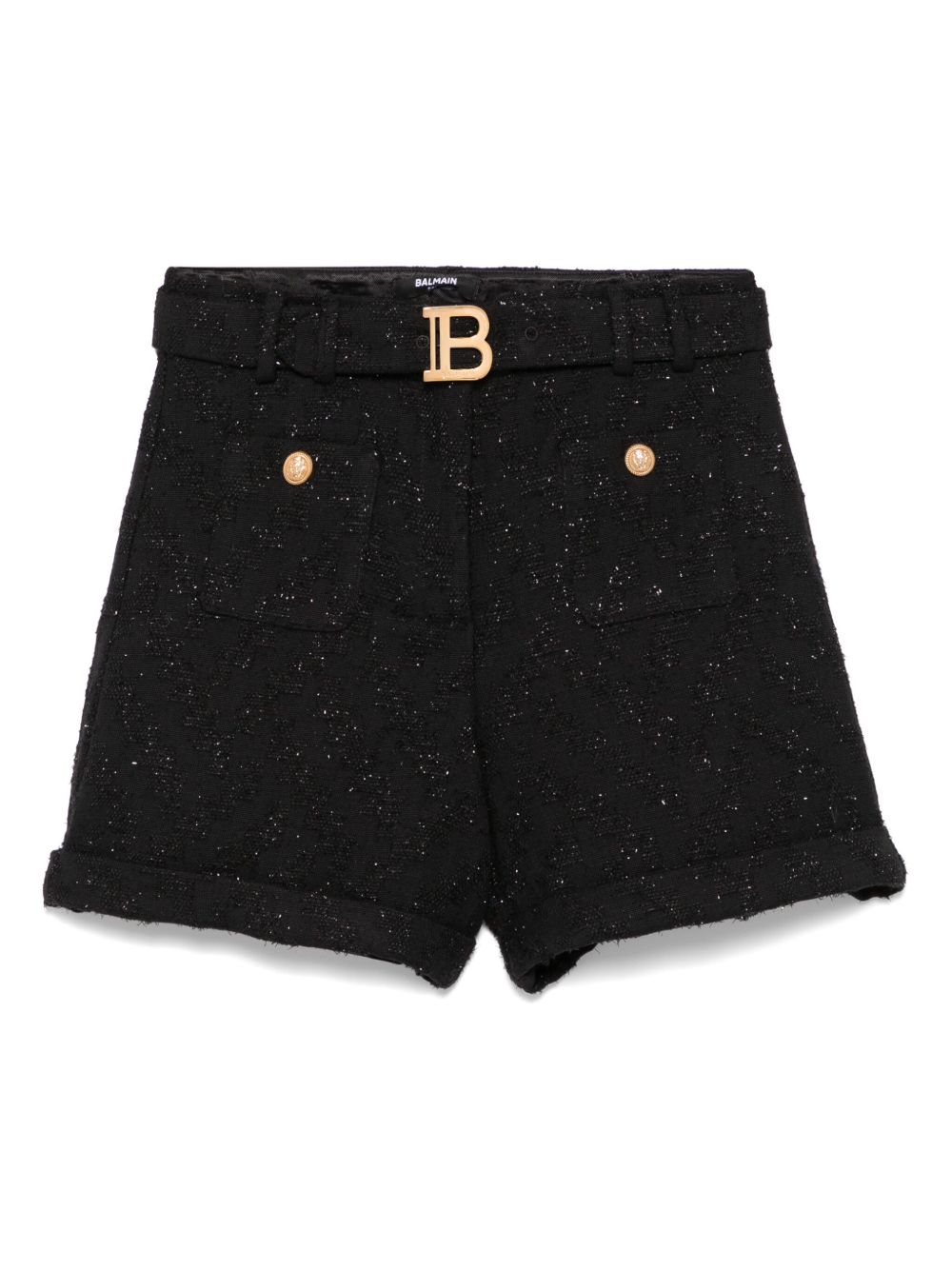 Balmain Kids 粗花呢短裤 - 黑色