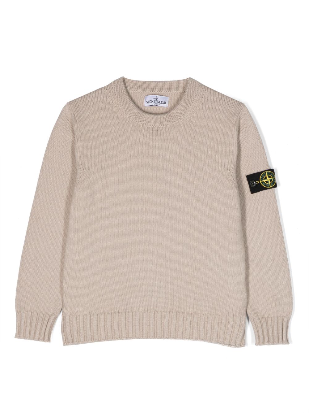 Stone Island Junior 罗盘贴花棉混纺毛衣 - 中性色