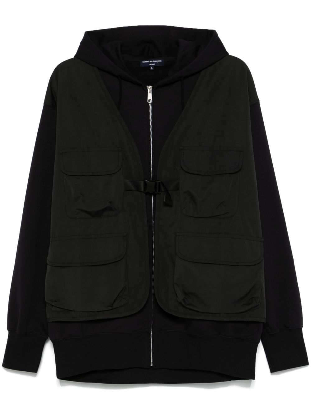 Comme des Garçons Homme 分层式设计连帽衫 - 黑色