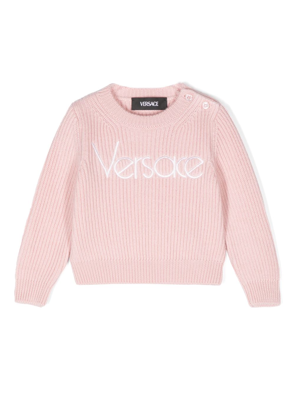 Versace Kids logo刺绣针织毛衣 - 粉色