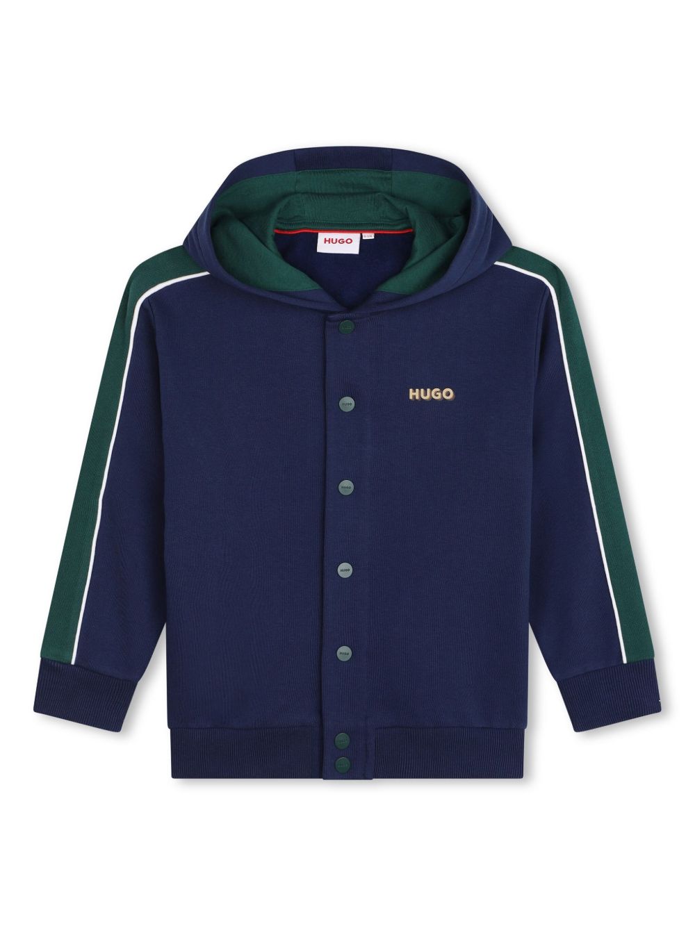 HUGO KIDS 拼接logo印花连帽衫 - 蓝色