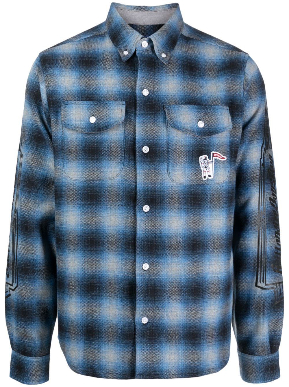 Billionaire Boys Club logo印花格纹衬衫 - 蓝色