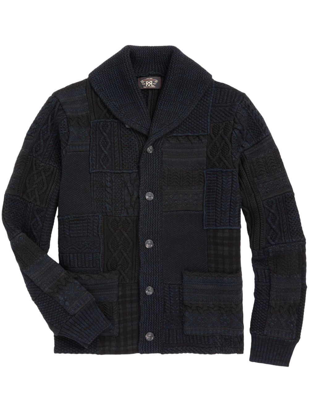 Ralph Lauren RRL 拼接设计开衫 - 黑色