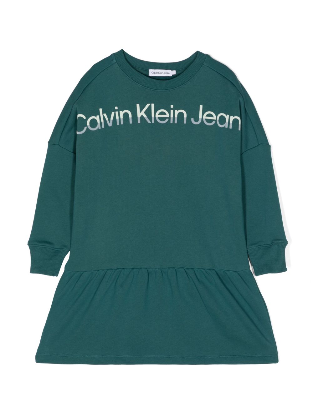 Calvin Klein Kids logo印花卫衣式连衣裙 - 绿色