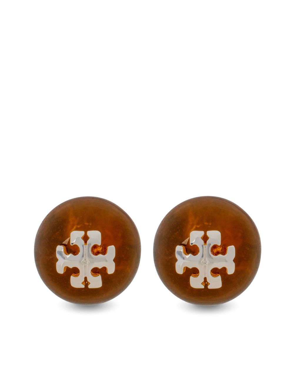 Tory Burch logo缀饰耳钉 - 银色